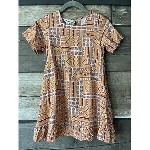 Wrangler Girls Retro® Aztec Short Ruffle Southwestern Western Cowgirl Dress M